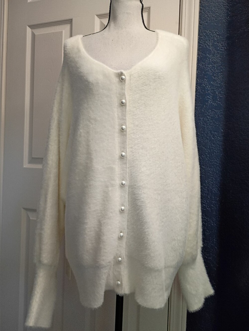Joie Cream Pearl-Button Sweater Cardigan